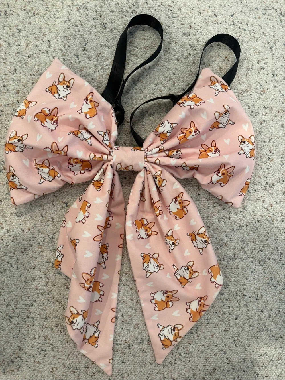 NEW Handmade Oversized Corgi Dog Print Pink Bow Statement Backpack